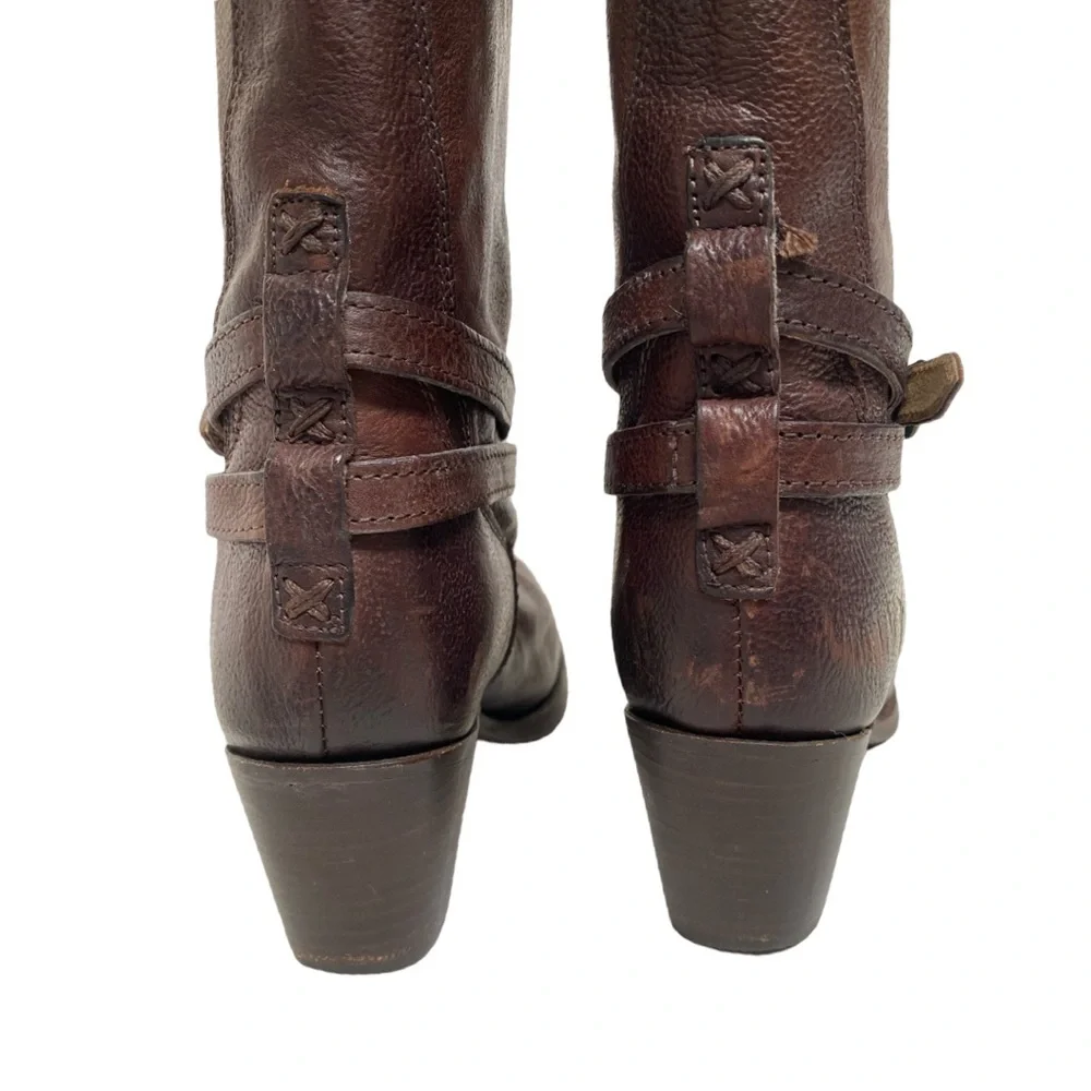 Frye Knee High Heeled Boot in Brown Leather - Picture 8 of 13